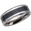 Tungsten 8 mm Beveled-Edge Band with Black Carbon Fiber Center Size 11-Siddiqui Jewelers