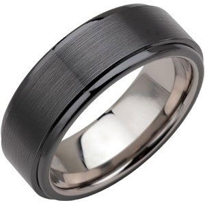 Tungsten & Ceramic Couture® 8 mm Ridged Band Size 7.5 - Siddiqui Jewelers