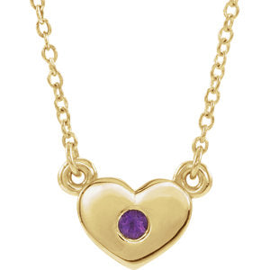 14K Yellow Amethyst Heart 16" Necklace - Siddiqui Jewelers
