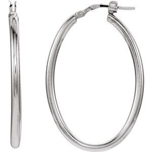Sterling Silver 24x34 mm Oval Tube Hoop Earrings - Siddiqui Jewelers