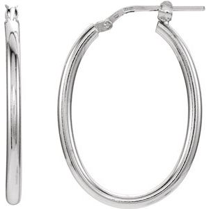 Sterling Silver 22x28 mm Oval Tube Hoop Earrings - Siddiqui Jewelers