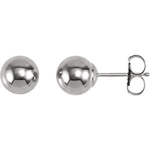 14K White 6 mm Ball Earrings-Siddiqui Jewelers
