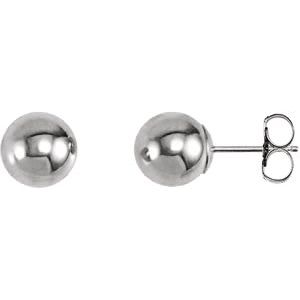 14K White 7 mm Ball Earrings Siddiqui Jewelers