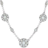 14K White 1/2 CTW Diamond Cluster Station 18" Necklace - Siddiqui Jewelers