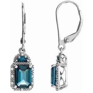 14K White London Blue Topaz & .06 CTW Diamond Earrings - Siddiqui Jewelers