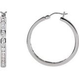 14K White 1 CTW Diamond Hoop Earrings - Siddiqui Jewelers