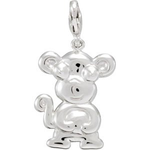14K White Charming Animals® Monkey Charm - Siddiqui Jewelers