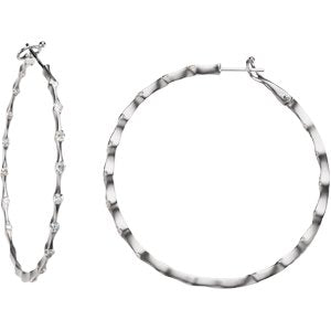 18K White 1/2 CTW Diamond Inside-Outside 31 mm Hoop Earrings - Siddiqui Jewelers