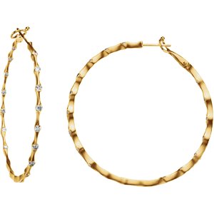 18K Yellow 1/2 CTW Diamond Inside-Outside 31 mm Hoop Earrings - Siddiqui Jewelers
