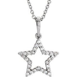 14K White 1/8 CTW Diamond Petite Star 16" Necklace - Siddiqui Jewelers