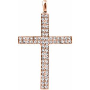 14K Rose 1 CTW Diamond Cross Pendant - Siddiqui Jewelers