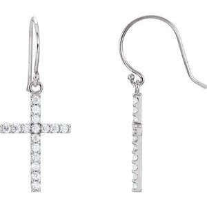 14K White 1/2 CTW Diamond Cross Earrings - Siddiqui Jewelers