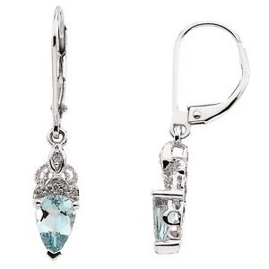 14K White Aquamarine & Diamond Earrings - Siddiqui Jewelers