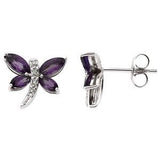 14K White Amethyst & .04 CTW Diamond Earrings - Siddiqui Jewelers