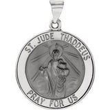 14K White 22 mm Hollow Round St. Jude Medal - Siddiqui Jewelers