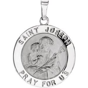Sterling Silver 22 mm St. Joseph Medal - Siddiqui Jewelers