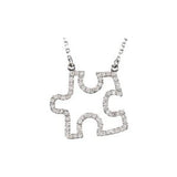 14K White 1/4 CTW Diamond Puzzle Piece 16.25" Necklace - Siddiqui Jewelers