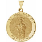 14K Yellow 22 mm Hollow Round St. Jude Medal - Siddiqui Jewelers