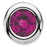 14K White 4 mm Round Imitation Ruby Birthstone Slide Pendant - Siddiqui Jewelers