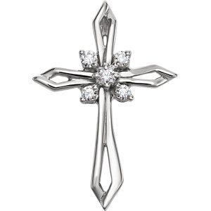 14K White 1/6 CTW Diamond Cross Pendant - Siddiqui Jewelers