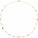 14K Yellow Freshwater Cultured Pearl & Multi-Gemstone Station 18" Necklace - Siddiqui Jewelers