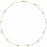 14K Yellow Freshwater Cultured Pearl & Bead Station 18" Necklace - Siddiqui Jewelers