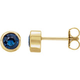 14K Yellow 4 mm Round Genuine Blue Sapphire Birthstone Earrings - Siddiqui Jewelers
