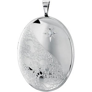 Sterling Silver 26.1x20.4 mm Oval Locket with Footprints - Siddiqui Jewelers