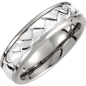 Titanium & Sterling Silver Inlay 7 mm Woven Band Size 11 - Siddiqui Jewelers