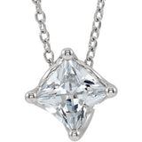 14K White 1/2 CT Diamond Solitaire 16-18" Necklace - Siddiqui Jewelers