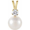 14K Yellow Akoya Cultured Pearl & .10 CTW Diamond Pendant - Siddiqui Jewelers