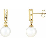 14K Yellow Akoya Cultured Pearl & 1/8 CTW Diamond Earrings - Siddiqui Jewelers