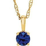 14K Yellow 3 mm Round September Genuine Blue Sapphire Youth Birthstone 14" Necklace - Siddiqui Jewelers