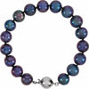 Sterling Silver Black Freshwater Cultured Pearl 7.75" Bracelet - Siddiqui Jewelers