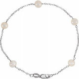 Sterling Silver Freshwater Cultured Pearl Station 7.5" Bracelet-Siddiqui Jewelers