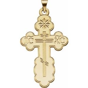 14K Yellow 12x8 mm Orthodox Cross Pendant - Siddiqui Jewelers