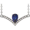 14K White Chatham® Lab-Created Blue Sapphire & .08 CTW Diamond 18" Necklace - Siddiqui Jewelers