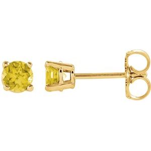 14K Yellow 4 mm Natural Yellow Sapphire Stud Earrings Siddiqui Jewelers