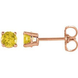 14K Rose 4 mm Natural Yellow Sapphire Stud Earrings Siddiqui Jewelers