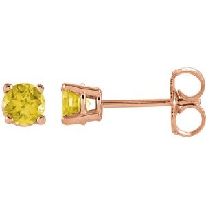 14K Rose 4 mm Natural Yellow Sapphire Stud Earrings Siddiqui Jewelers