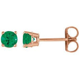 14K Rose 4 mm Lab-Grown Emerald Stud Earrings Siddiqui Jewelers