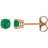 14K Rose 4 mm Natural Emerald Stud Earrings Siddiqui Jewelers