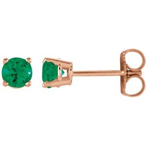14K Rose 4 mm Natural Emerald Stud Earrings Siddiqui Jewelers