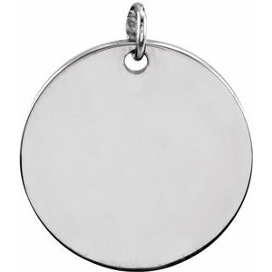 14K White 13 mm Round Disc Pendant - Siddiqui Jewelers