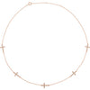 14K Rose 1/8 CTW Diamond 5-Station Cross Adjustable 16-18” Necklace - Siddiqui Jewelers