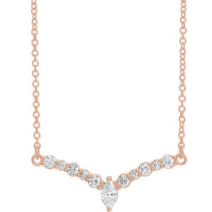 14K Rose 1/3 CTW Diamond 16" "V" Necklace - Siddiqui Jewelers