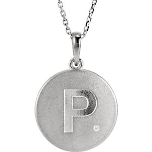 Sterling Silver .005 CTW Diamond Initial P 18" Necklace - Siddiqui Jewelers