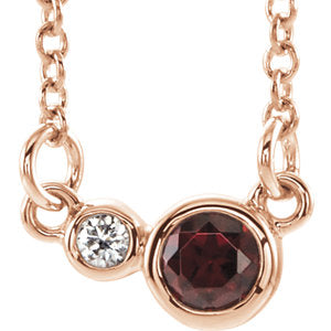 14K Rose Mozambique Garnet & .06 CTW Diamond 16" Necklace - Siddiqui Jewelers