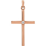 14K Rose 26.5x13.75 mm .02 CTW Diamond Cross Pendant - Siddiqui Jewelers