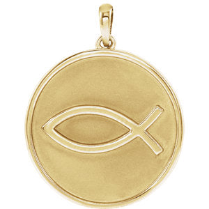 14K Yellow 20.3x18.4 mm Ichthus (Fish) Pendant - Siddiqui Jewelers